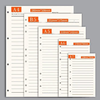 4 6 9 Delik ciltli defter İç Kağıt Çekirdek / dolum İç Kağıtları Hattı Izgara Boş Kağıtları Günlüğü Planlayıcısı A4 A5 B5 A6 A7