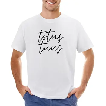 Totus Tuus Siyah İnce El Yazısı T-Shirt Bluz gümrük artı boyutu üstleri slim fit t shirt erkekler için