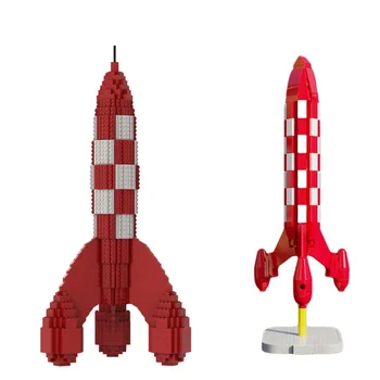 MOC Uzay Ay Roket Yapı Taşı Kiti Tenten Yangın Ok Roket Tuğla Beyin Oyunu Çocuklar İçin Oyuncaklar Monte doğum günü hediyesi