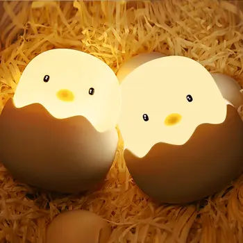 Karikatür Yumurta Kabuğu Silikon Gece Lambası USB Şarj Edilebilir Parlaklık Ayarı Yatak Odası Başucu atmosfer ışığı Çocuk Hediye