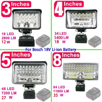 LED çalışma lambası Lambası El Feneri Torch USB Cep Telefonu şarj adaptörü İçin Bosch 18V li - ion pil Güç Bankası Lityum Aracı