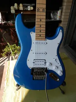 SSH pikap beş yıldızlı kakma akçaağaç klavye metal mavi gövde ST 6 dizeleri elektro gitar Floyd Rose Tremolo köprü 9yue28