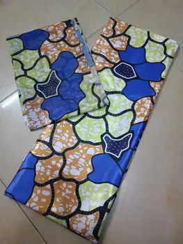Son afrika balmumu desen saten ipek kumaş elbise için yaratıcı Dijital baskı balmumu saten ipek kumaş 4 + 2 yards / lot
