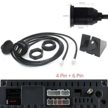 4 6 Pin Çift USB Dişi Bağlantı Noktası Gömme Dash Kurulu Montaj Paneli Uzatma Kablosu Adaptörü için Araba Radyo Android Multimedya Oynatıcı