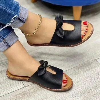 Sandalet Kadın 2023 Yaz Kadın Terlik Ayakkabı Sevimli Kelebek Düğüm Daireler Rahat Sandalet Bayanlar plaj sandaletleri Bayan Ayakkabıları