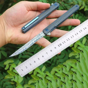 Sihirli Kalem VG10 Şam Bıçak Cep Katlanır Bıçak İki Renk Karbon Fiber Kolu Rulman Avcılık EDC hayatta kalma aracı Bıçaklar