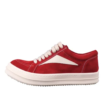 Rmk Owews Erkekler rahat ayakkabılar Hakiki Deri Dantel-up Kadın Sneakers Unisex Eğitmenler Yuvarlak ayak Platformu Loafer'lar Adam Retro kırmızı ayakkabılar