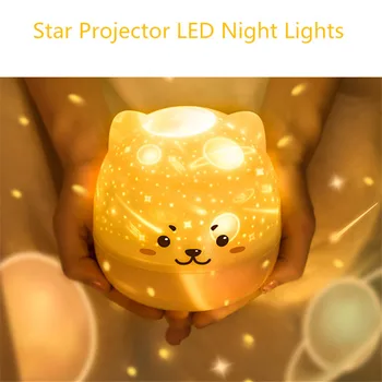 5V yıldız projektör ışık renkli müzik LED gece ışıkları çocuk odası için USB şarj dönebilen Şarkı Proje lambası yatak odası parti dekor