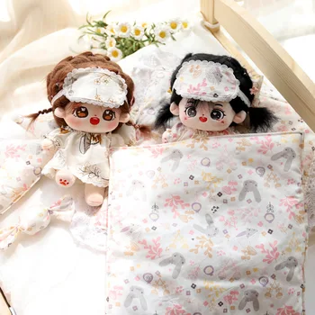 Yeni 5 adet / takım 20/15cm Bebek Yatak Sevimli Çiçekler Pijama Göz Maskesi Aksesuarları Yorgan Yastık Yatak Peluş Bebek Uyku Peluş Oyuncak