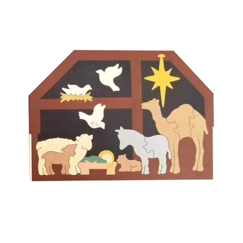 Ahşap Heykel Doğuş Sahnesi Seti Bebek İsa Yemlik Tatil Beşik Figürler Minyatürleri Süs Kilise Ev Dekor