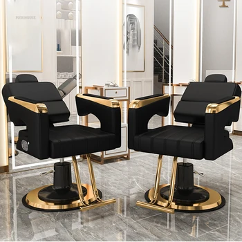 Lüks Recliner Ayarlanabilir Saç Kesme Rahat berber sandalyeleri Kuaförlük Döner berber sandalyeleri güzellik salonu mobilyası