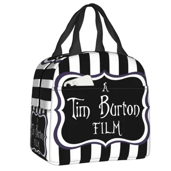 Bir Tim Burton Film Termal Yalıtımlı Öğle Yemeği Çantası Beetlejuice Film Taşınabilir yemek kabı Kadınlar için Okul Çalışma Piknik Gıda Tote Çanta