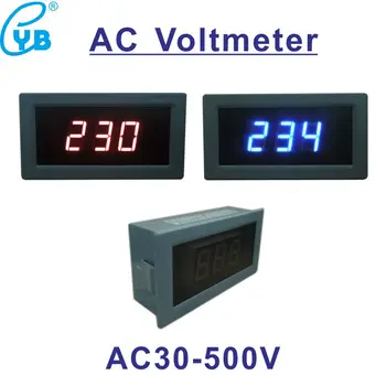 YB5130B LED Dijital Voltmetre AC 30-500V Gerilim Metre 240V 380V Tam kapalı Kırmızı Mavi Haneli Voltmetro Gerilim Göstergesi Test Cihazı