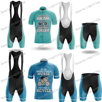 2023 Erkek Bisiklet Jersey Seti Komik Yeşil Bisiklet Doktor Yol Bisikleti Gömlek bisikletçi giysisi Takım Elbise Bisiklet Önlüğü Şort MTB Maillot