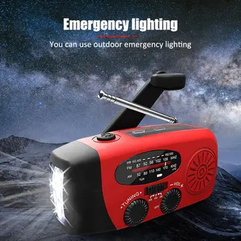 USB şarj aleti Güneş Radyo Kamp İçin El Krank Radyo Taşınabilir Hava Radyo acil durum ışığı Fm / Am / Noaa 3 Led ışıkları