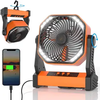 Elektrikli Fan Kamp Fan ile led ışık Hava Sirkülatörleri 20000mAh Şarj Edilebilir Açık Çadır Fan Kanca İle Kişisel USB masa fanı