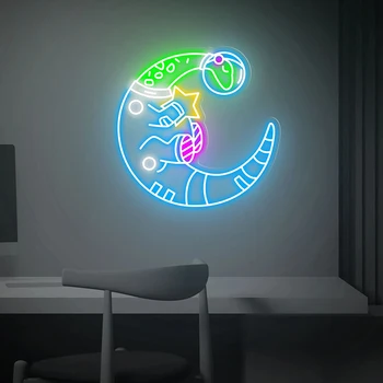 Spaceman Led Neon burcu dinozor astronot Neon işaretleri el yapımı yatak odası Neon ışık çocuk odası dekor gece ışıkları yılbaşı hediyeleri