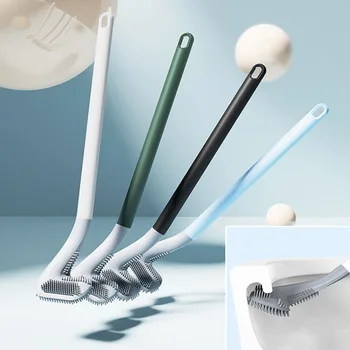 Silikon Golf Tuvalet Fırçası Banyo Duvara monte Temizleme Aracı WC Aksesuarları Uzun Saplı Esnek Köşe Fırçaları Kanca İle