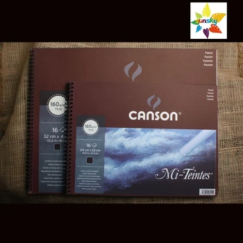 CANSON Mi-Teintes Pastel Kağıt Siyah Kağıt,24 cm x 32 cm 32 cm x 41 cm 16 Levhalar,bal tarak yüzey asit ücretsiz %50 % Pamuk Spiral Bağlı
