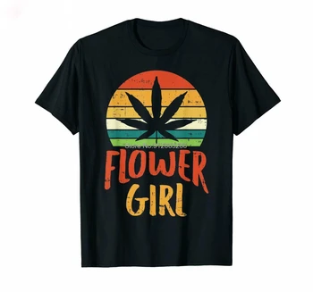 Çiçek Kız Tomurcukları Ot Esrar Esrar Stoner Retro Komik siyah tişört Harajuku Streetwear