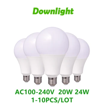 1-10 ADET LED yüksek güç ampul yüksek ışık verimliliği hiçbir strobe A80 AC100V-240V E27 B22 20W 24W için uygun alışveriş merkezi ev aydınlatma