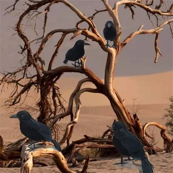 1/2 Adet Cadılar Bayramı Siyah Karga Modeli Simülasyon Sahte Kuş Hayvan Korkunç Oyuncaklar Cadılar Bayramı Partisi İçin Ev Dekorasyon Korku Sahne