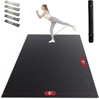 Büyük egzersiz matı-7'x5'x8mm(1/3 inç), Kaymaz, Ultra Dayanıklı, Kalın egzersiz matı s Ev jimnastik salonu Döşeme Kardiyo, Yoga