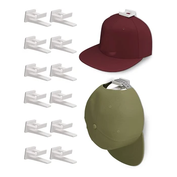 12 adet Kendinden Yapışkanlı Duvara Monte Şapka Tutucu Raf Organizatör Depolama Beyzbol elbise askısı Taşınabilir Kapı Dolap askılı kancalar FU