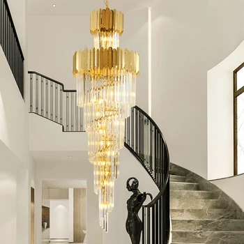K9 Led Kristal Merdiven tavan lambası sarkıt Avizeler iç mekan aydınlatması Oturma Odası Klasik Lambalar çatı ışıkları parlaklık