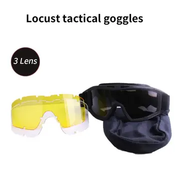 Taktik Gözlük Askeri Çekim Güneş Gözlüğü Motosiklet Off Road Bisiklet Ordu Airsoft Paintball Gözlük Toz Geçirmez Rüzgar Geçirmez 3 Lens