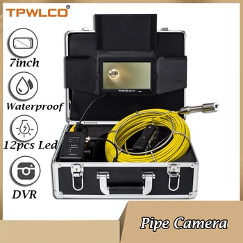 7 inç IP68 Su Geçirmez Kanalizasyon Boru Hattı Muayene Sistemi 20m 23mm Drenaj Endüstriyel Endoskop Kamera DVR Fonksiyonu İle 8GB SD Kart
