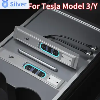 Araba USBHub Tesla Modeli 3 / Y Yerleştirme İstasyonu PD 45W Hızlı Şarj Araba Akıllı Adaptör Powered Splitter Uzatma Şant Hub