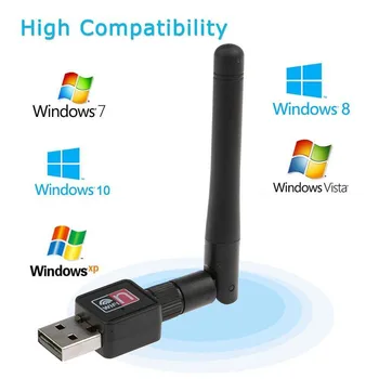500 adet 150 Mbps MİNİ Kablosuz USB wifi Adaptörü Dongle Ağ LAN Kartı 802.11 n / g / b Anten wi-fi 2DB anten MT7601 RT5370