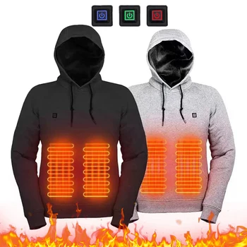 Erkek kadın rahat USB RechargeabAutumn erkekler USB ısıtmalı ceket hoodies moda Lonle 3 ısı seviyeleri 5 ısıtmalı bölgeleri yumuşak ısıtma ceket