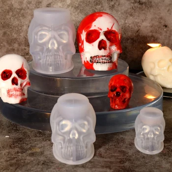 3D Kafatası İskelet Kalıpları Temizle Korku Kafatası Reçine Kalıpları Cadılar Bayramı Ev Dekor Hediyeler için Mum / Alçı / Aromaterapi Mum Sütun