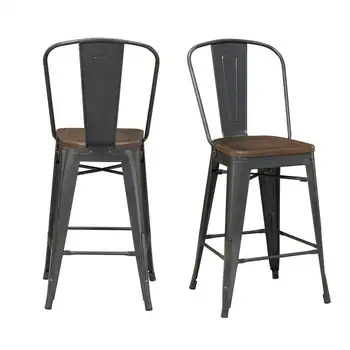 26 inç. Endüstriyel Sayaç Yüksekliği Dışkı-2 Set Masa sandalye Metal sandalye Sillas para barra de cocina dış mekan yemek sandalyeleri Sandalye