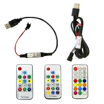 5 V WS2812B SK6812 Piksel Dijital Tam Renkli RGB USB Kablosuz RF LED Denetleyici ile 3Key / 14Key / 17Key / 21Key Uzaktan