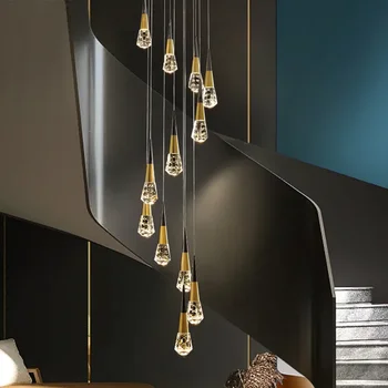 Modern Lüks Kristal Spiral Merdiven Kolye Avize Aydınlatma Konik Oturma Odası Yemek Odası Kapalı Dekor LED Asılı Lamba
