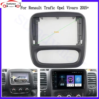 9 inç 2Din İçin Araba Radyo Fasya 2015 Renault Trafic Opel Vivaro DVD Paneli Dash Kiti Otomatik Stereo Kurulum Pano Çerçevesi