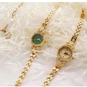 Vintage saat kadın Bilezik İzle kakma elmas altın izle sevgililer günü hediyeleri için asil mizaç lüks moda