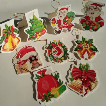 ücretsiz kargo 100 ADET Merry Christmas Çan Noel Baba karton kutu Ağacı Dekorasyon Kartı askılı etiketler DIY Parti Supplieschrismas