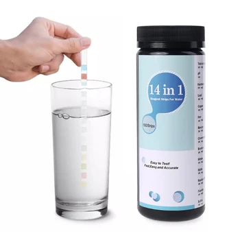 14 in 1 İçme Suyu Test Şeritleri PH Sertlik Alkalinite Kurşun Bakır Demir Cıva Brom Nitrit Testi Kullanımı kolay KXRE