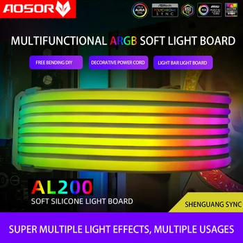 COOLMOON AOSOR AL300 Esnek ışık çubuğu 24PİN 5V ARGB Aura Sync Neon Hattı Bükülebilir Şasi Flama şerit lamba PC Kasa Dekor