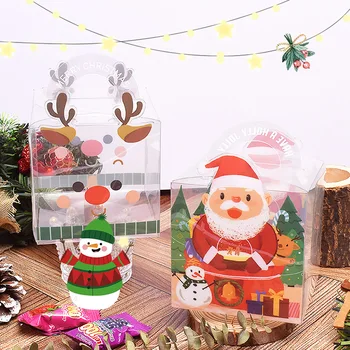 20 Adet Şeffaf PVC noel hediyesi Kutusu Noel Baba Noel Elma Kutusu Şeker Çantası 2024 Yeni Yıl Partisi Çocuklar Hediye Paketleme Dekor