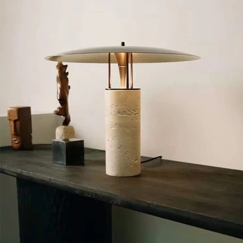 Wabi sabi Masa Lambası İskandinav Tasarımcı Minimalist LED Mermer Taban Ev Dekor vintage abajur Oturma Odası led başucu lambası