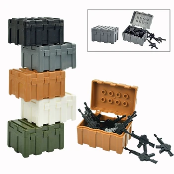 4 Adet WW2 Askeri Silah Kutusu Silahlar Durumda Tuğla MOC SWAT Ekipmanları Silah Kutusu Modeli Yapı Taşları İnşaat Çocuk Oyuncakları