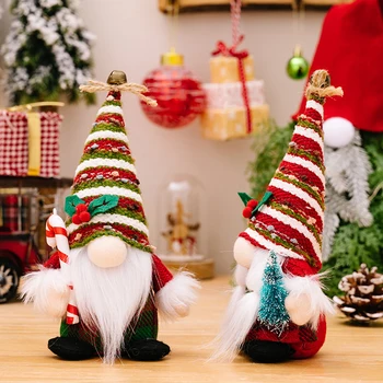 El yapımı Santa İskandinav Tomte Peluş Gnome Cüceler Noel Süslemeleri Örme Çizgili Benzersiz İskandinav İsveç Tomte Oyuncak