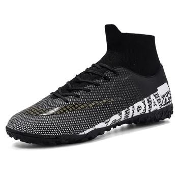 Yüksek Ayak Bileği Sneakers Erkekler FG futbol ayakkabıları Çocuklar Açık Cleats Uzun Sivri Meslek Chaussure futbol ayakkabısı Boyutu 35-45