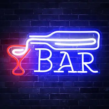 Neon Bar Tabelaları Ev Bar için, Led Bira Neon Tabelalar Kokteyl USB Powered Dimmer ve Anahtarı ile, Light Up Neon Tabelalar Duvar Dekor için
