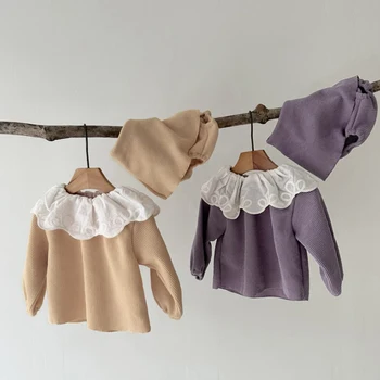 2 Adet Bebek Kız Sonbahar Kıyafetler Yumuşak Rahat Bebek Kazak Üstleri ve Tutu Etek Şort Takım Elbise Kore Yenidoğan Toddler Bebek Giysileri